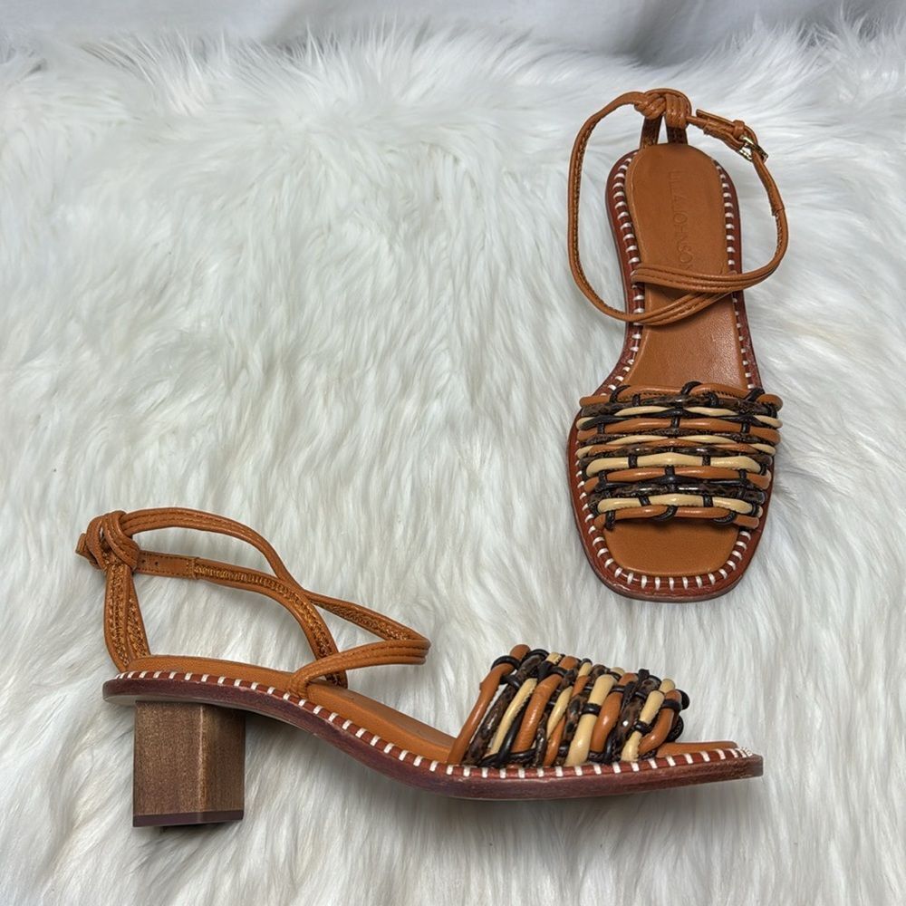 Ulla Johnson Ilana Woven Leather Ankle Strap Sandals Sz 36/US 6